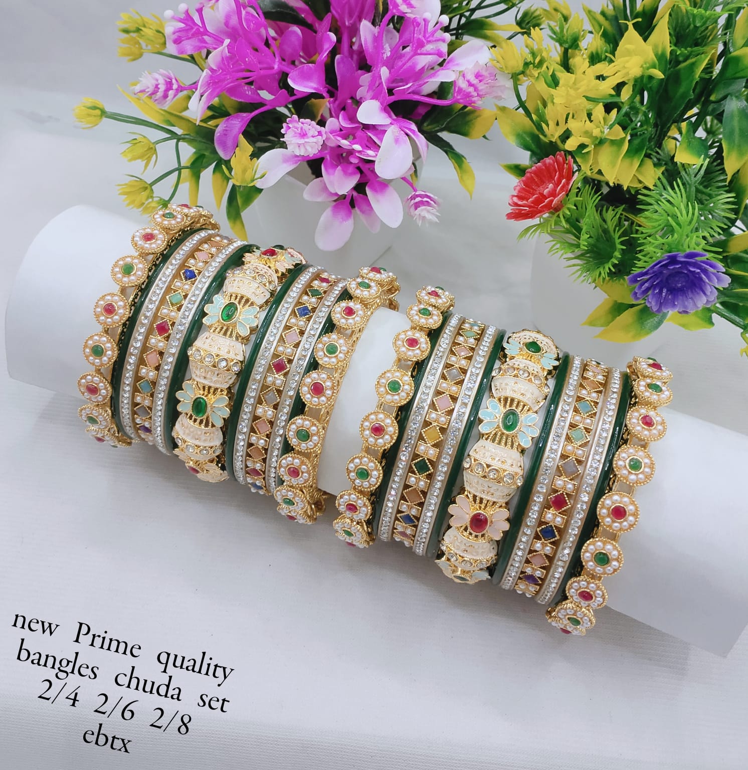 Bridal Chuda Bangle Set – Designer Stone-Studded Traditional Jewelry